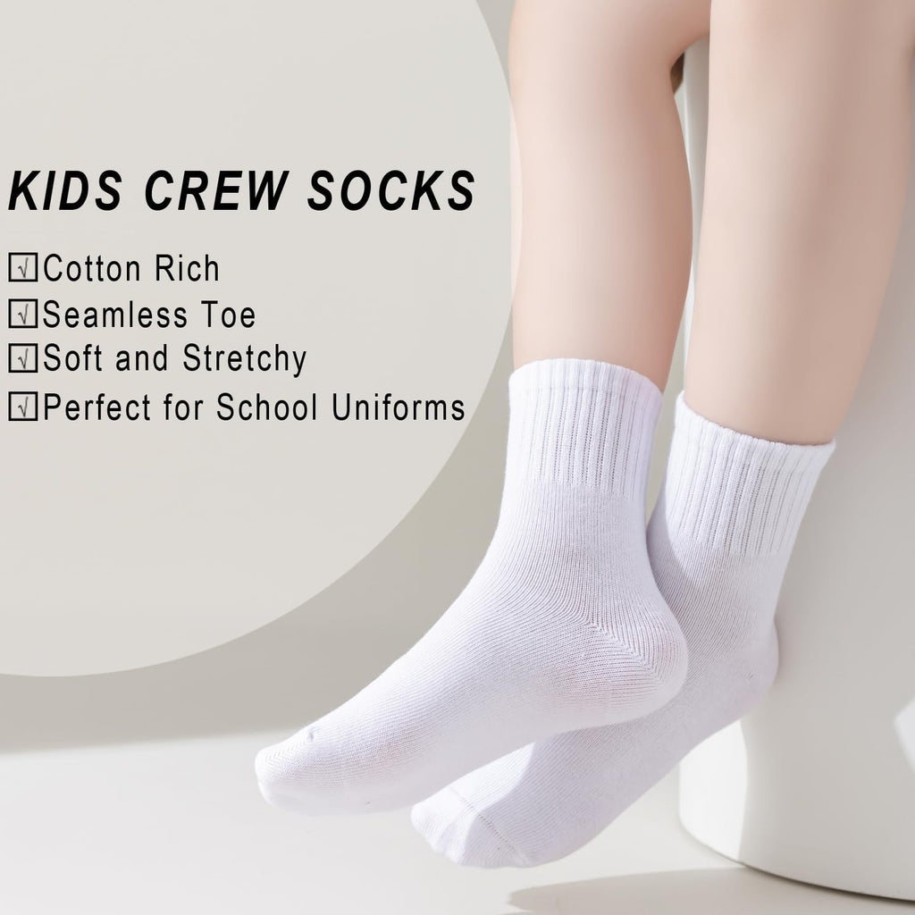 Kids Crew Socks Seamless Cotton Dress Socks for Boys Girls