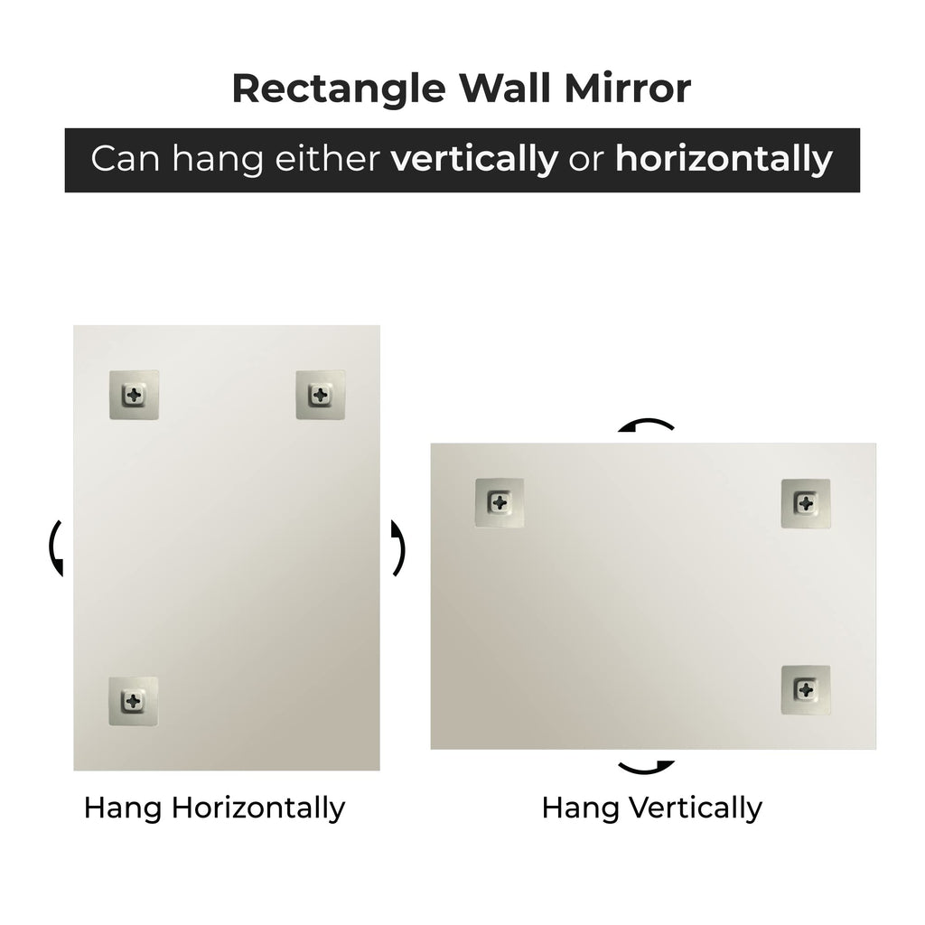 30" x 40" Inch Rectangle Beveled Polished Frameless Wall Mirror with Hooks by (MRec30x40BE6MM)