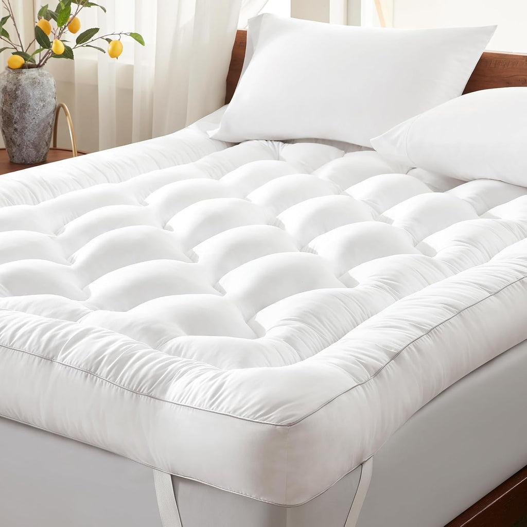 5 Inch Queen Memory Foam Mattress Topper Back Pain Relief White Queen Size | Supportive Extra Thick Mattress