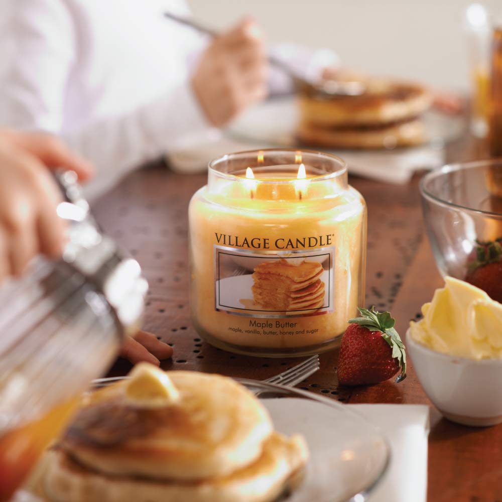 Maple Butter 16 oz Glass Jar Scented Candle, Notes of Maple, Vanilla, Butter, Honey, Sugar, Featuring Dual Wick