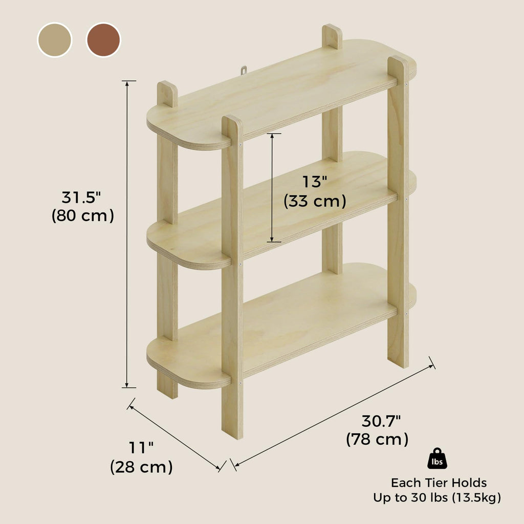 Bookshelf, Wood Shelf Bookcase, Book Shelf 3-Tier, Natural