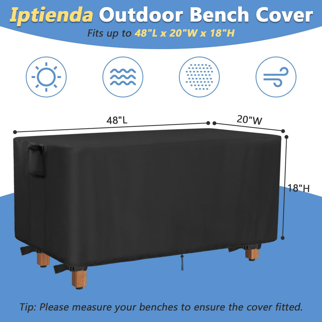 Outdoor Bench Cover for Backless Bench Waterproof-48x20x18in