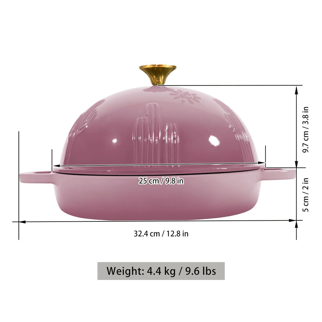 Bread Oven Cast Iron Bread Dutch Oven with Cloche Lid for Bread Baking BerryPink Enameled Cast Iron Bread Oven with