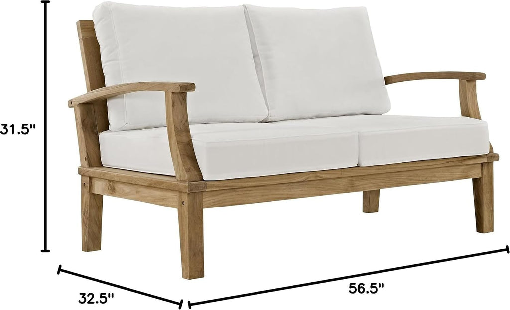 EEI-1144-NAT-WHI-SETMarina Premium Grade A Teak Wood Outdoor Patio Loveseat Natural White
