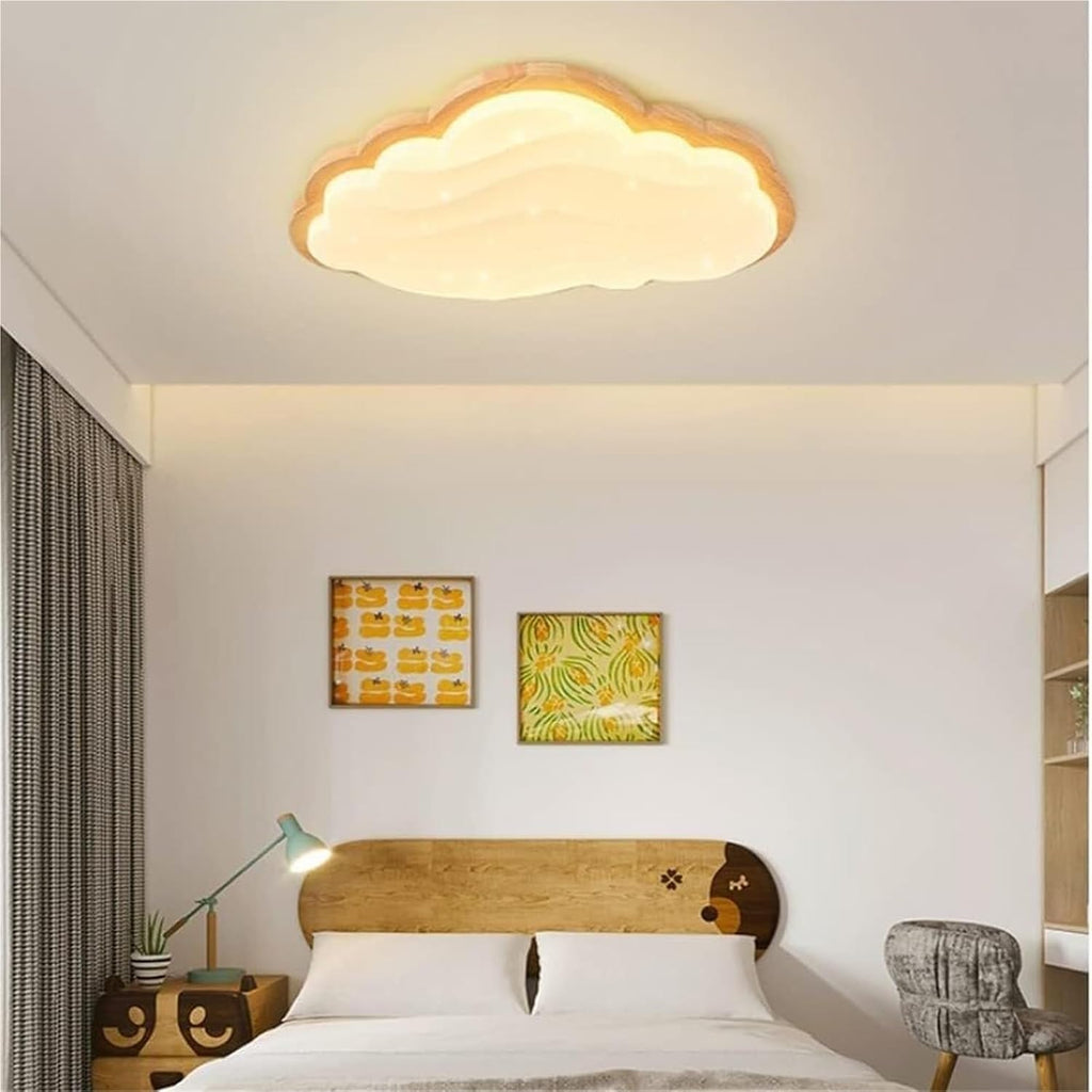 Modern Nordic Cloud Ceiling Light Wooden Frame Flush Mount LED Fixture Dimmable Color Changing Ra97 High CRI