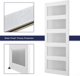 34in x 84in 5-Panel Sliding Glass Barn Door with 6ft Hardware Kit Included, Easy Assembly with Pre-D