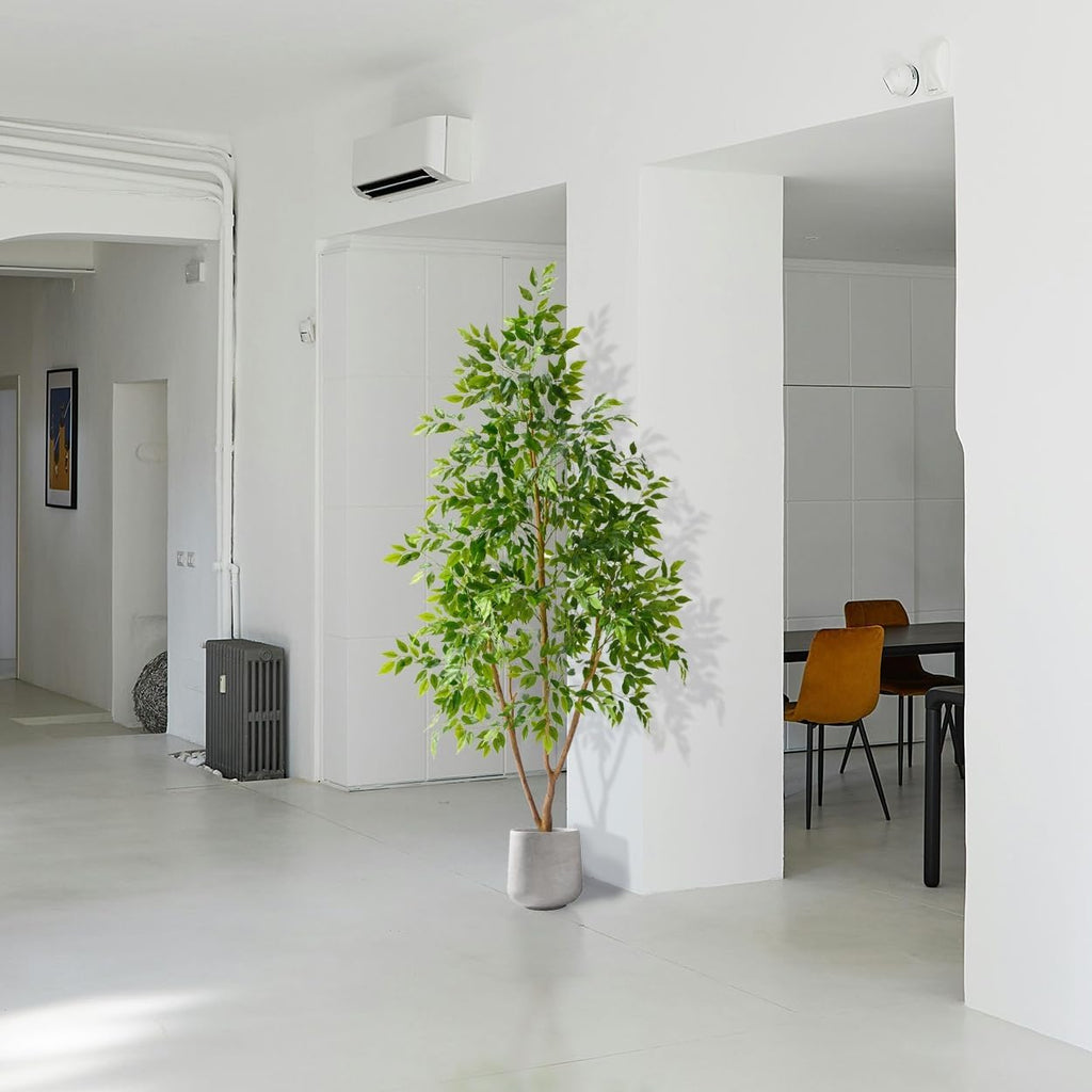 Artificial Ficus Tree 7ft Tall Fake Plant with Basket