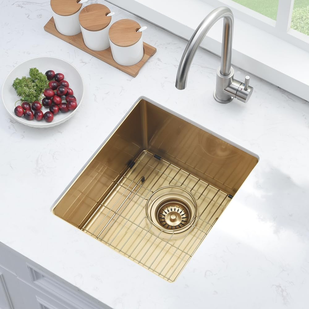 Gold Bar Sink, 13 x 15 Inch Small Undermount Sink