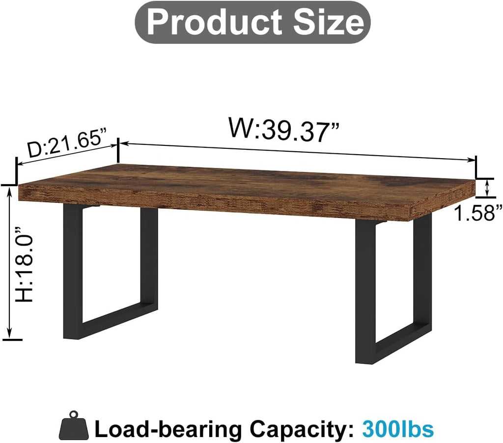 Rustic Coffee Table, Industrial Simple Wooden Living Room Table, Modern Minimalist Farmhouse Rectangle Center Table