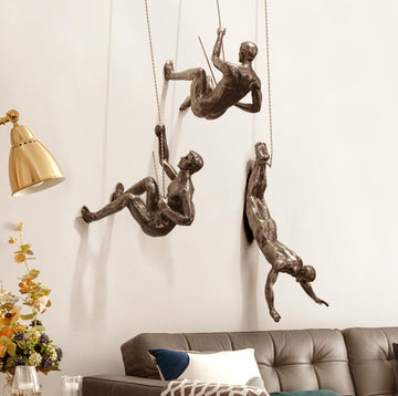 The Alpinist' Modern Hanging Wall Figurine, Retro Stylish Resin Statue and Office Decor, Nordic Art/Wall Sculpture