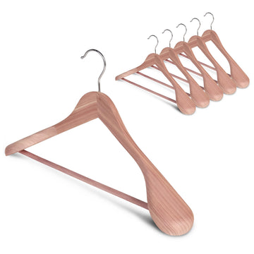Red Cedar Wood Hangers 6 Set, Extra Wide Shoulder Suit Hangers
