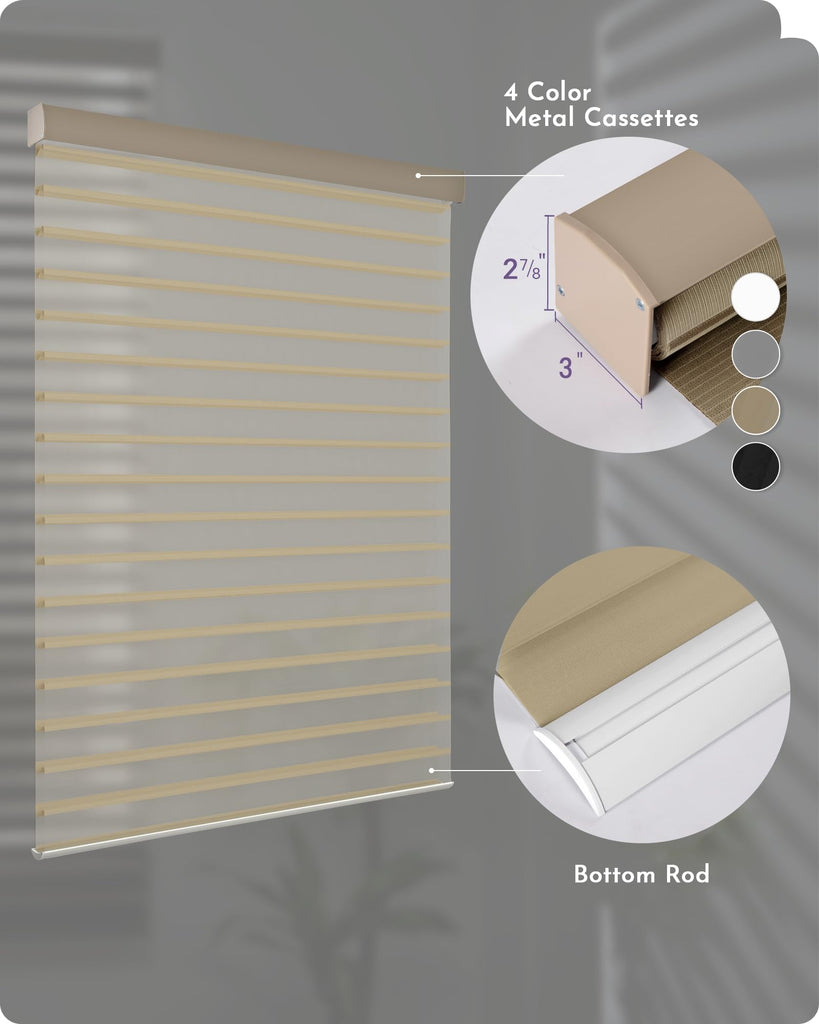 Motorized Shangrila Shades Compatible with Alexa Google Remote Control Rechargeable Cordless Privacy Blinds with