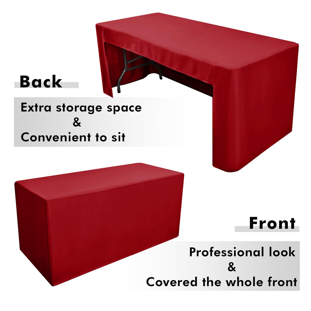 Open Back Fitted Red Tablecloths for 4ft Rectangle Tables, Christmas 2 Pcs