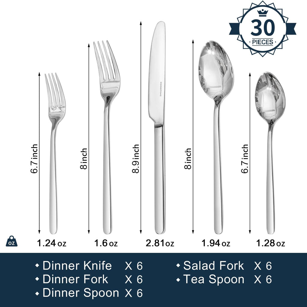 30 Pieces Silverware Set, Flatware Cutlery Set for 6
