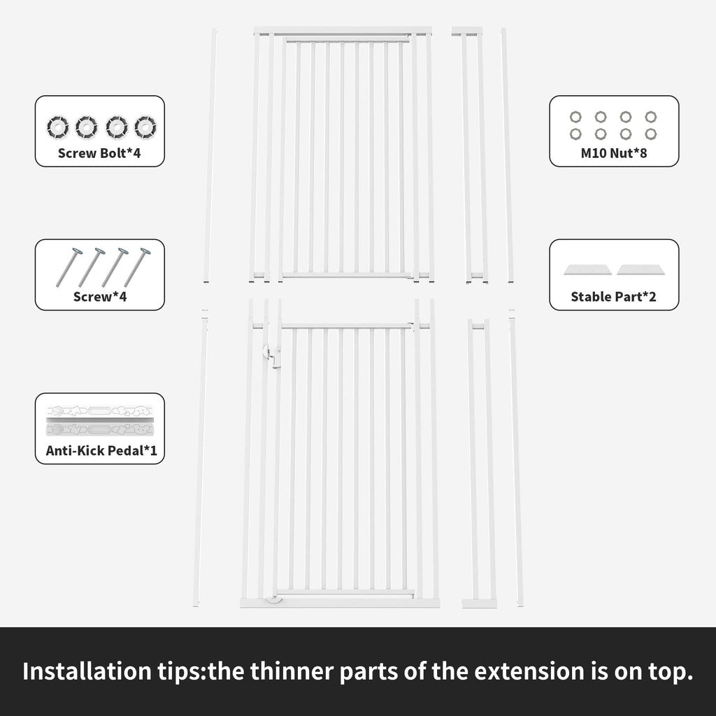 78.74" Extra Tall Cat Gate for Doorway, Wide Adjustable 27.56"-41.7" No Drilling Pet Proof Safety Door Gate, Pressure