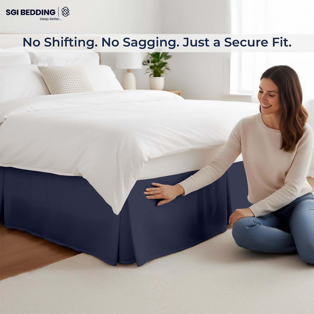 10 inch Drop Bed Skirt Twin Size - Platform Style with Secure Fit, Classic Tailored Look, Elegant Pleated Style Dust