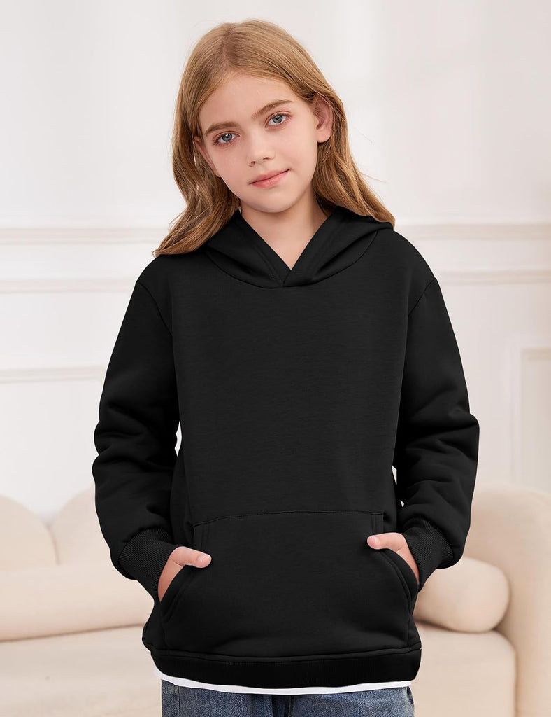 Unisex Boys Girls Fleece Sherpa Lined Hoodie Warm Kids Sweatshirt
