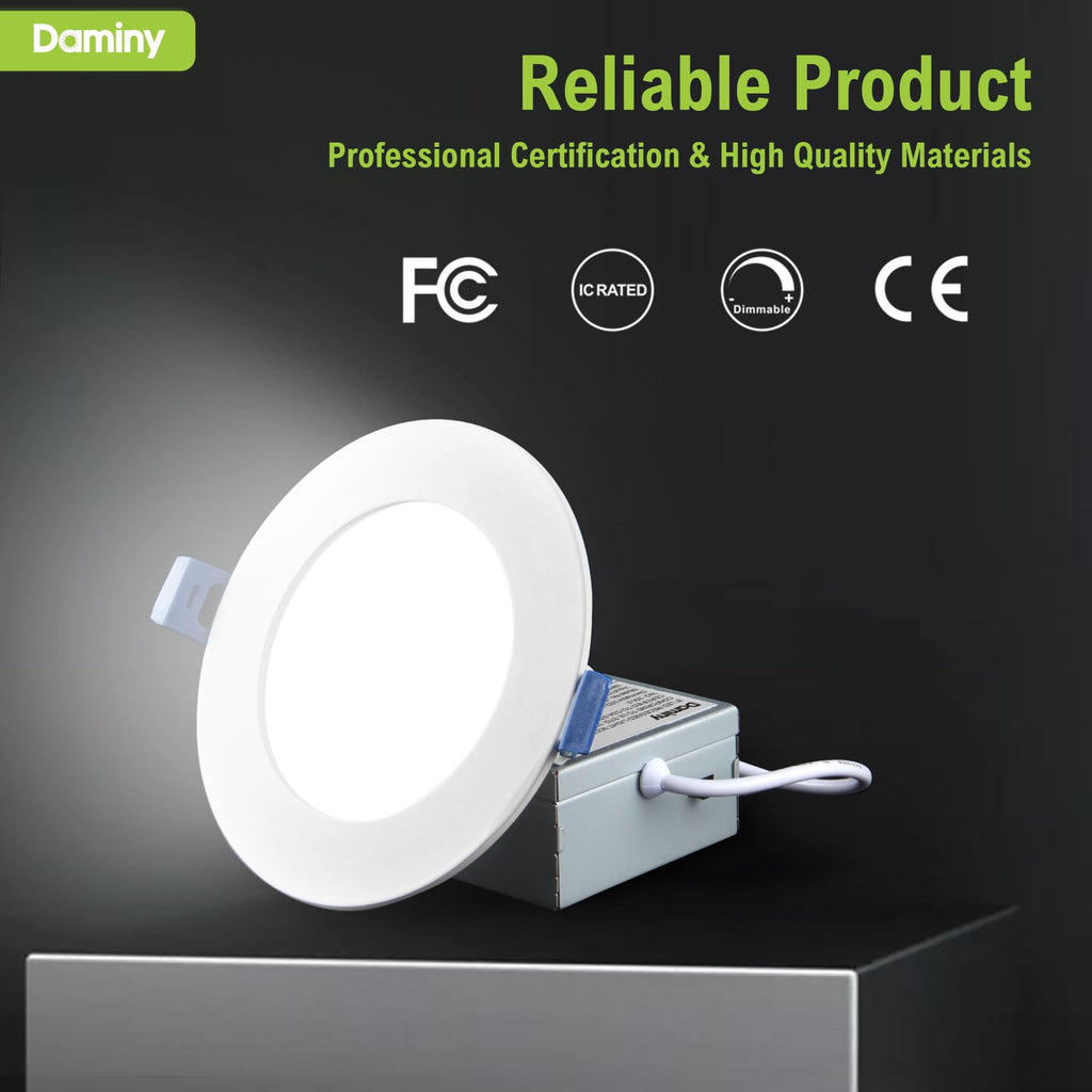 24 Pack 6 Inch LED Recessed Lighting, Canless Wafer Downlight