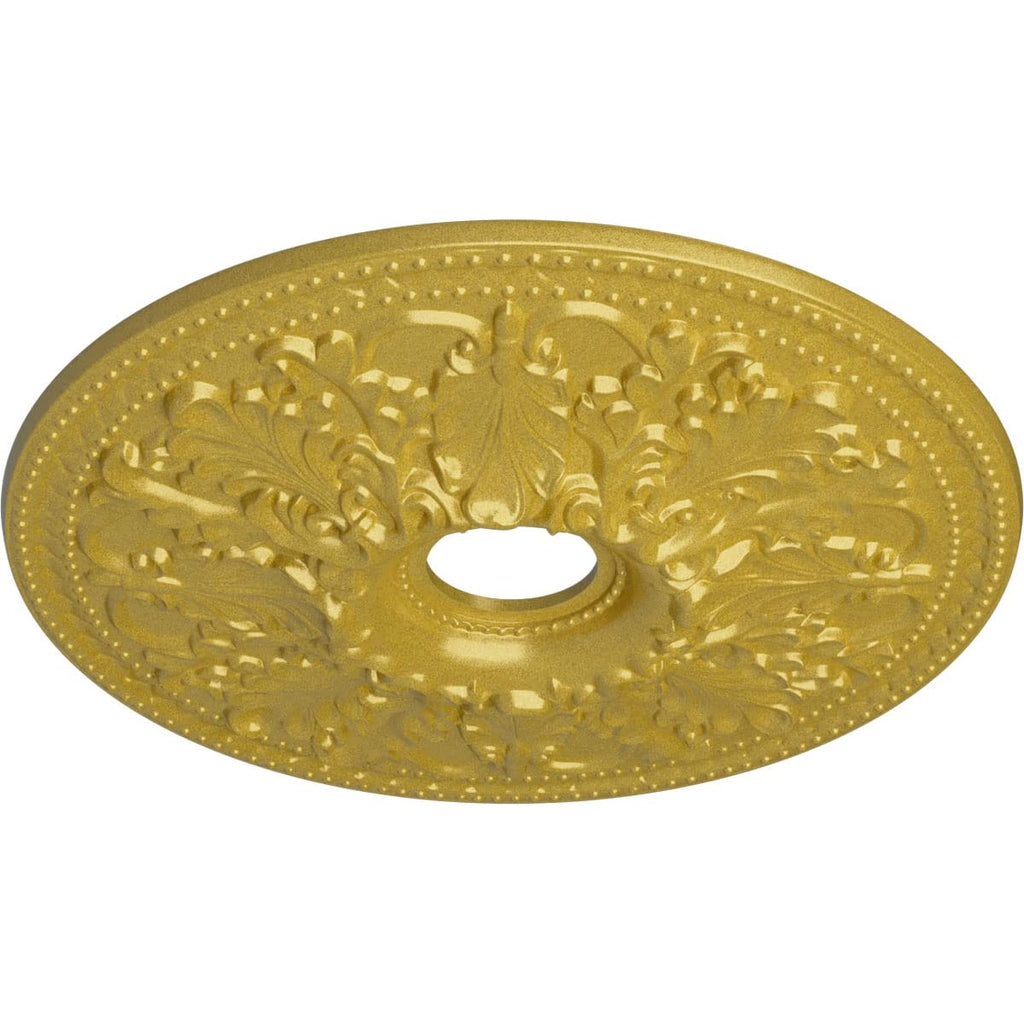 23 7/8 OD x 4" ID x 2 1/8 P Ashley Ceiling Medallion (fits Canopies up to 4 3/4), Hand-Painted, Rich Gold