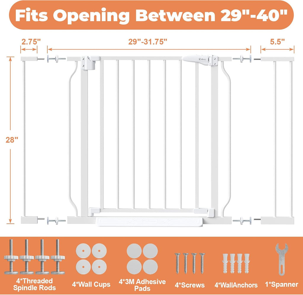 Baby Gate Auto Close, 29"-40" Dog Gate Indoor for Stairs & Doorways