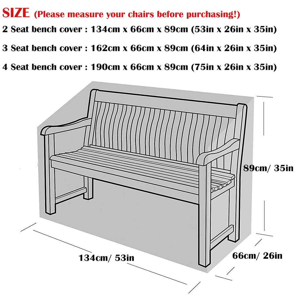 Patio Loveseat Bench Cover Waterproof 2/3/4 Seater Garden Sofa Bench Protector Lounge Deep Seat Covers for Outdoor