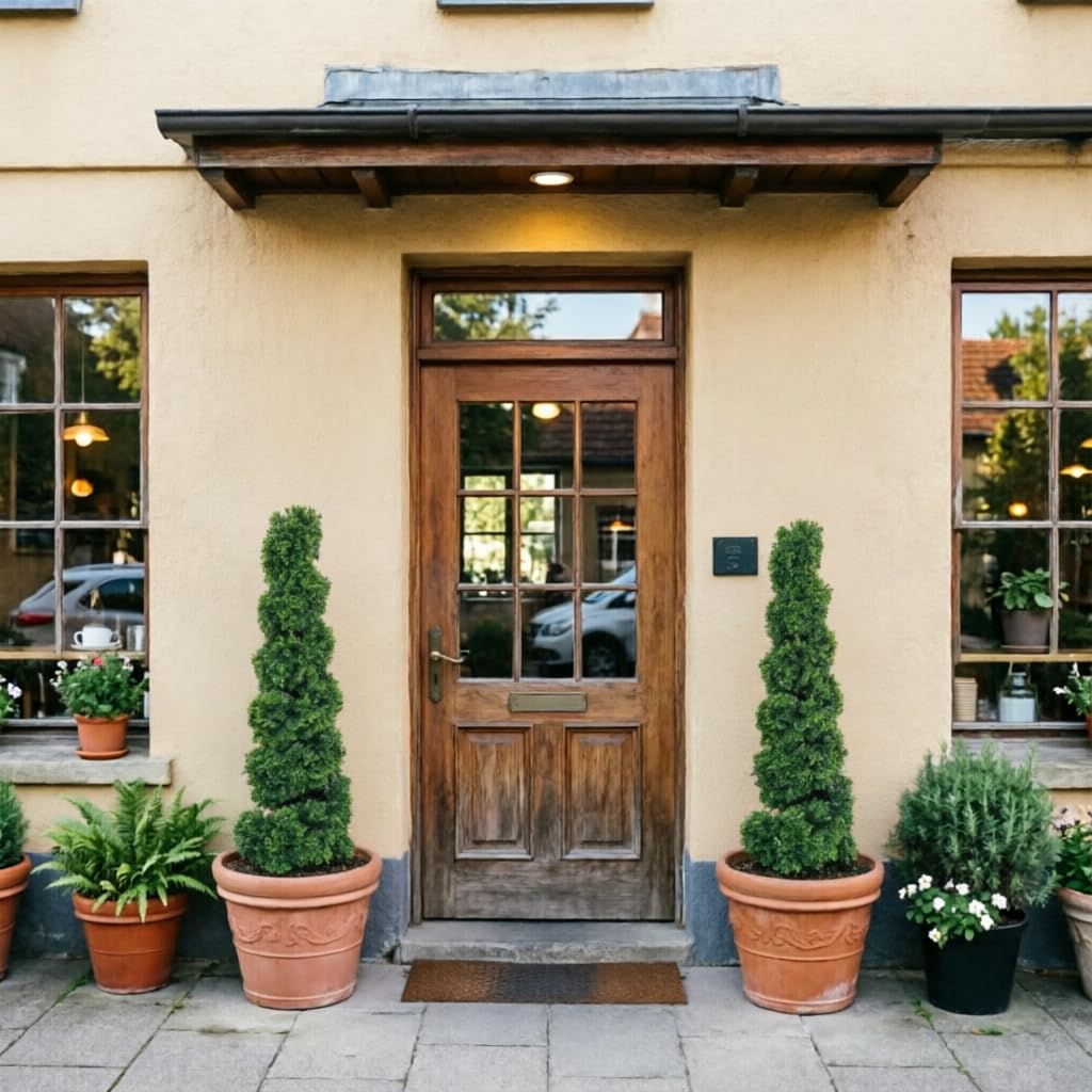 Lifelike 4ft Artificial Boxwood High Density Spiral Topiary Tree Indoor&Outdoor use, Garden, Door Porch Decor 2pack