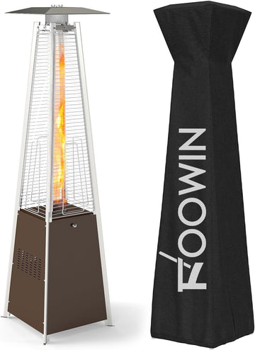 Patio Heater 48,000 BTU Outdoor Propane Heater with Wheels | Pyramid Patio Heater Outdoor Heaters w/Waterproof Cover