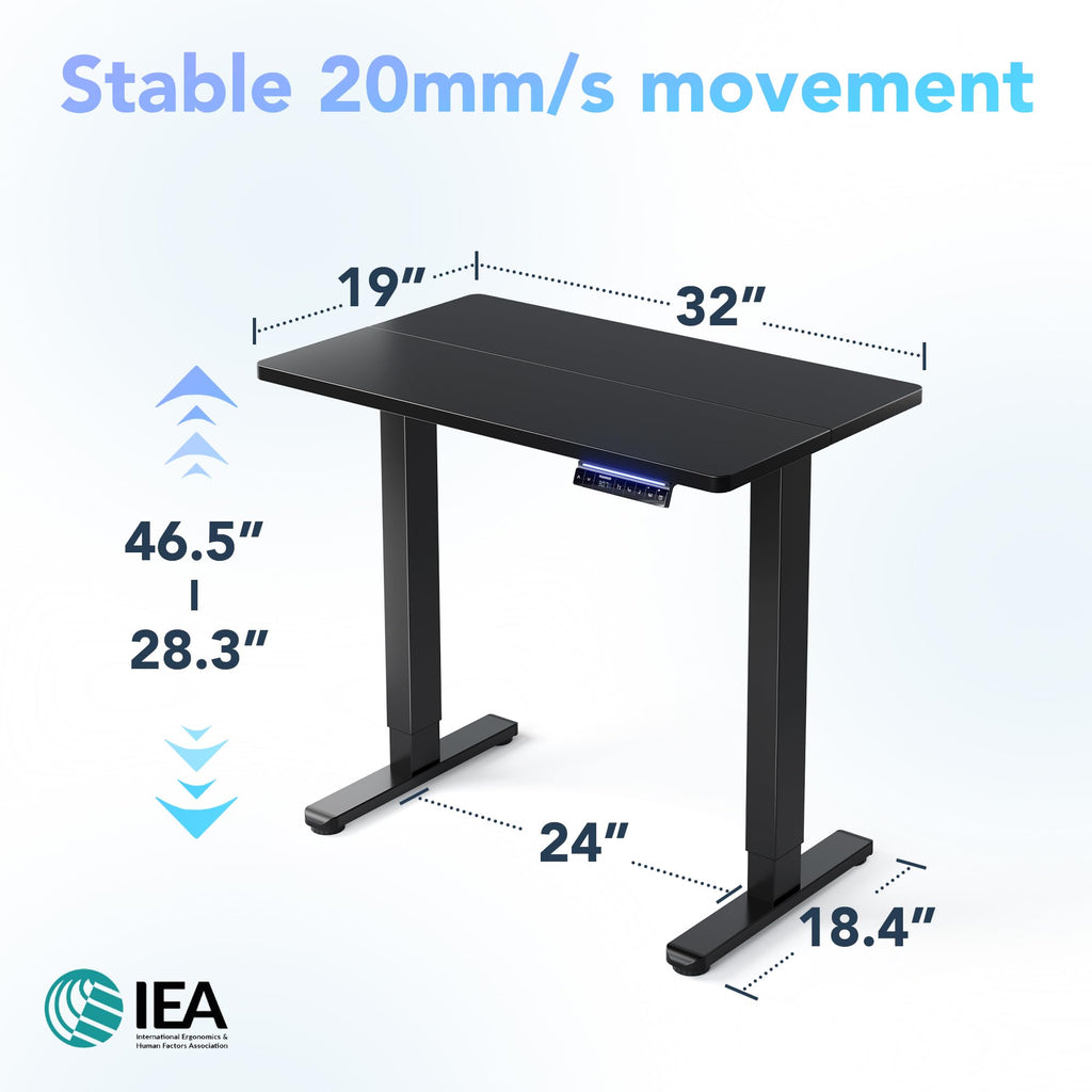 AI-Powered Smart Electric Standing Desk, 32 Inch, Black
