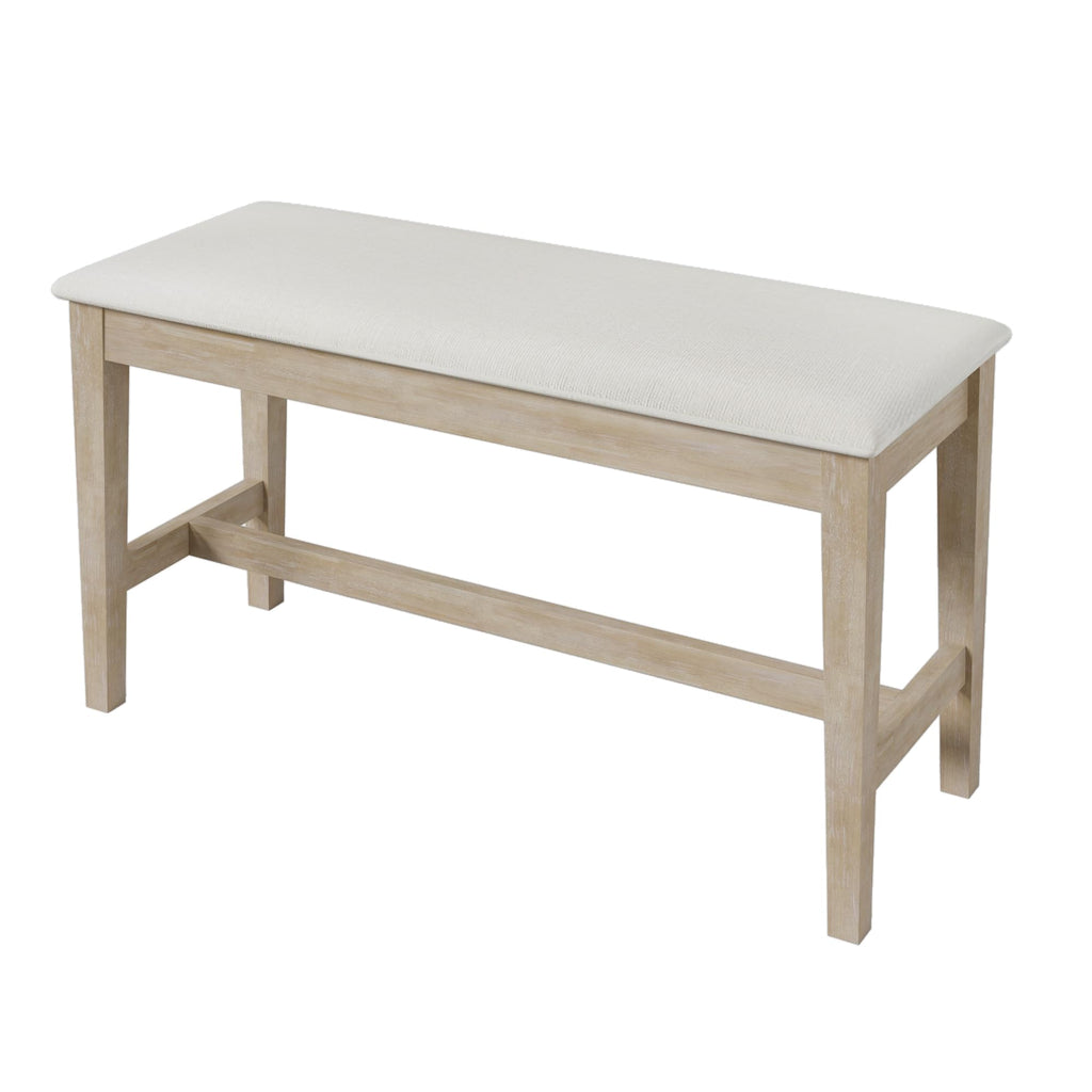 6-Piece Dining Table Set for 6, Farmhouse Kitchen Dining Room Table Set with Recantgle Table and Upholstered Bench