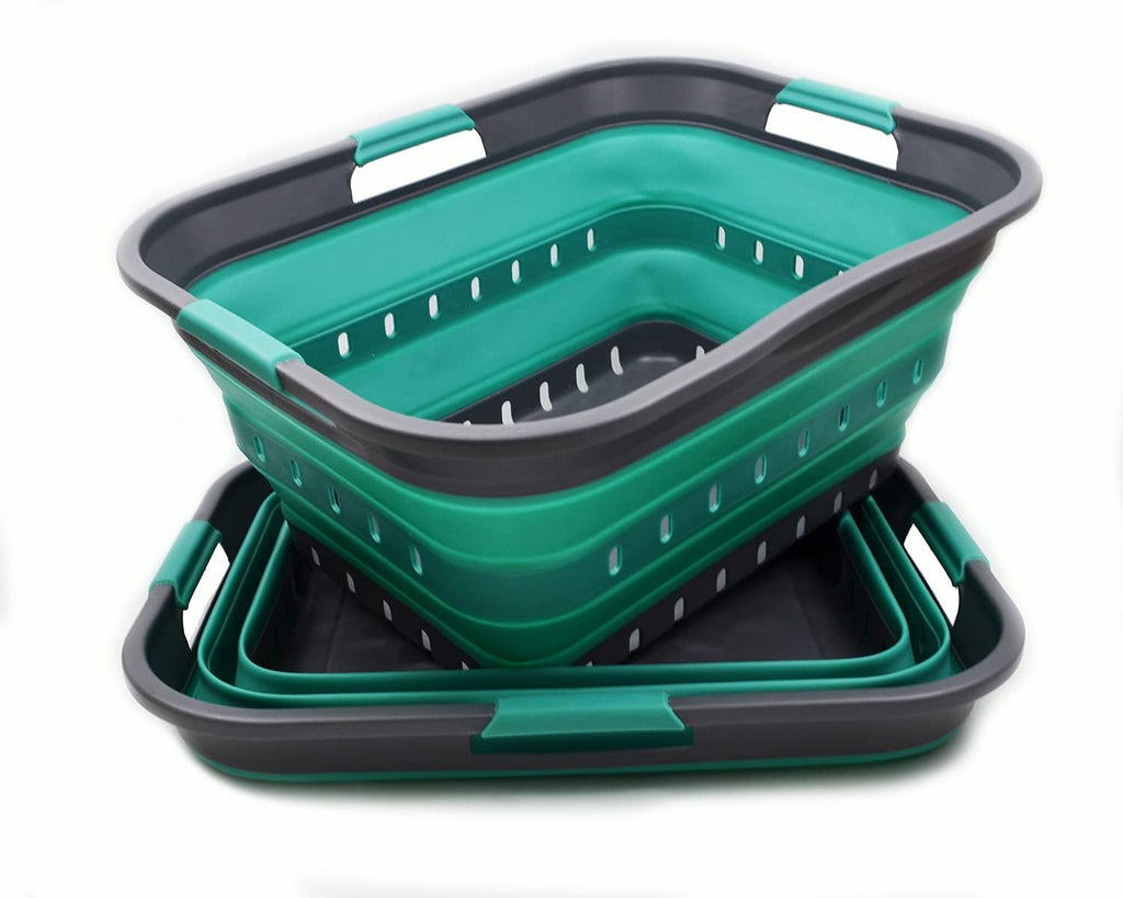 42L (11 gallon) Collapsible Plastic Laundry Basket - Foldable Pop Up Storage Container/Organizer - Portable Basket