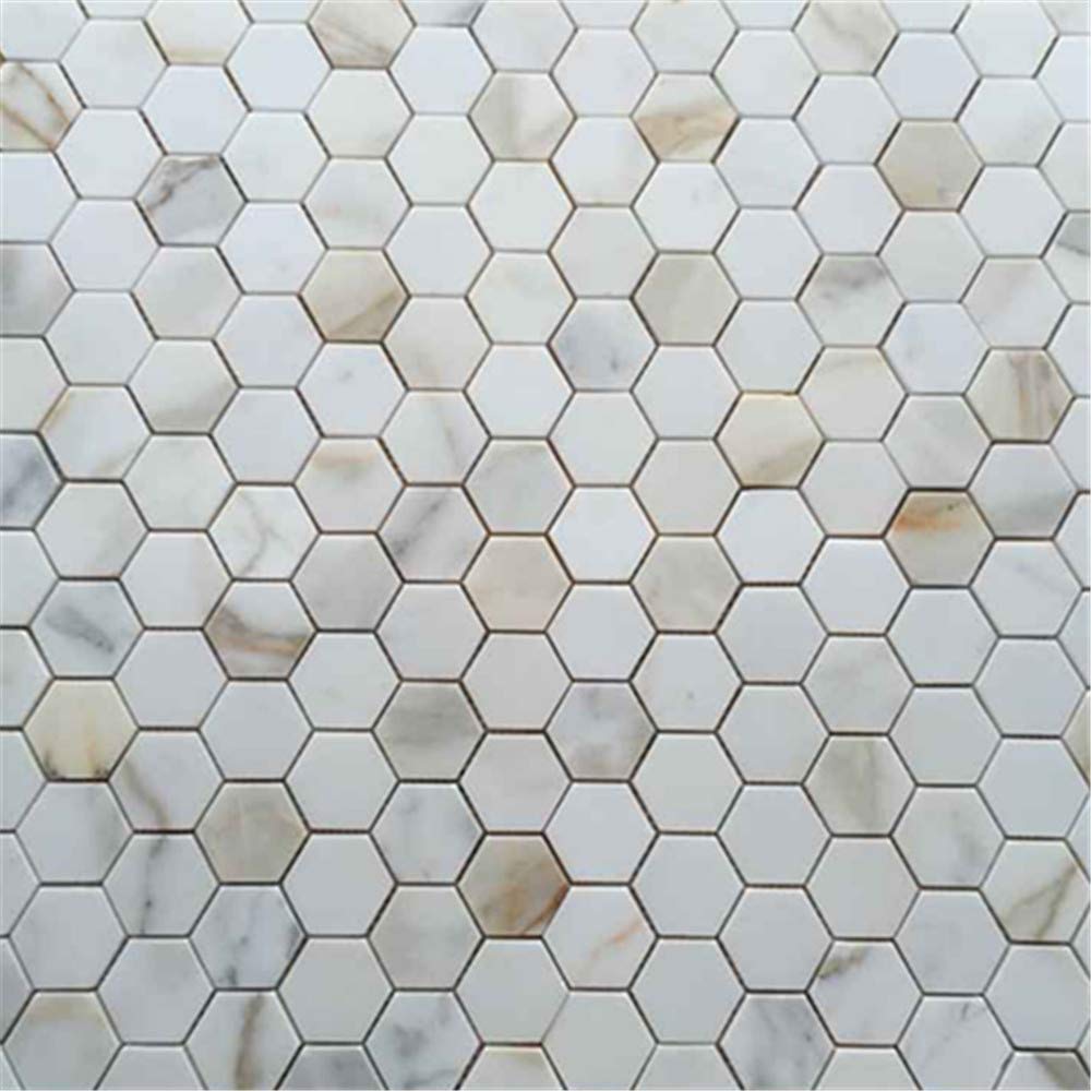 Calacatta Gold Marble 2 inch Hexagon Mosaic Tile Honed Kitchen Bath Wall Floor Backsplash Shower (1 Sheet)