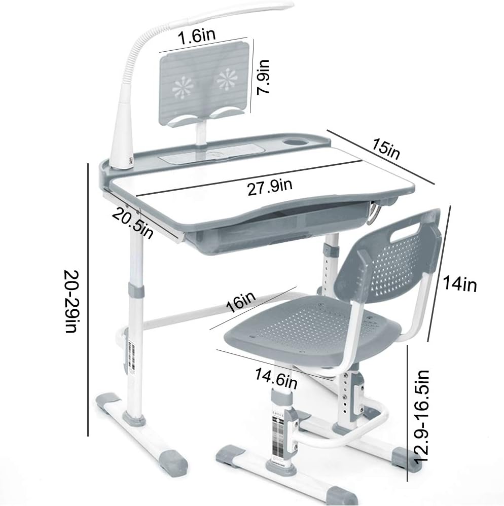Kids Desk and Chair Set Children School Study Desk for Boys Girls