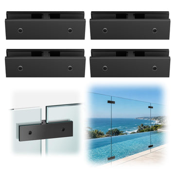 4 Pack SS304 180° Railing Glass to Glass Clamp for 3/8"-1/2" Glass