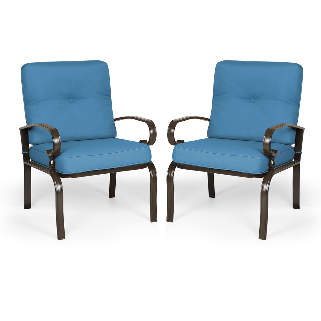 Metal Outdoor Dining Chairs Patio Chairs Set of 2, Wrought Iron Chair Steel Frame Restaurant, All-Weather Garden