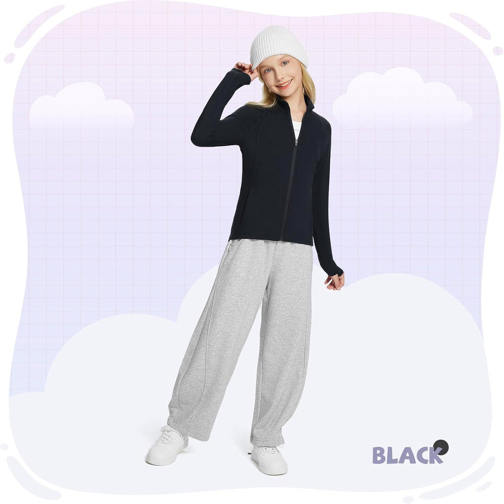 Kid's Fleece Jacket Full-Zip Raglan Sleeve Riding Shirts
