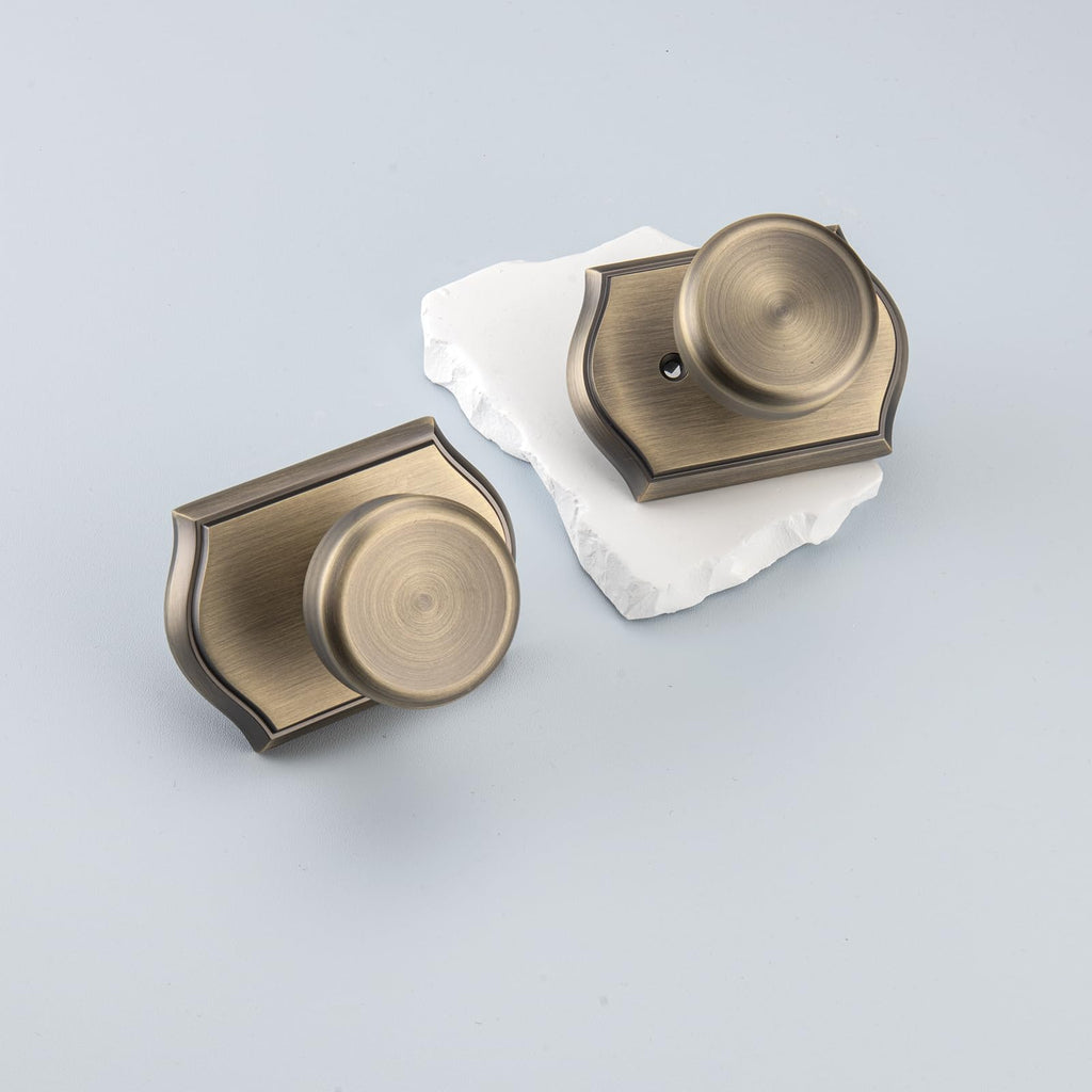6 Pack Antique Brass Door Knob with Lock for Privacy