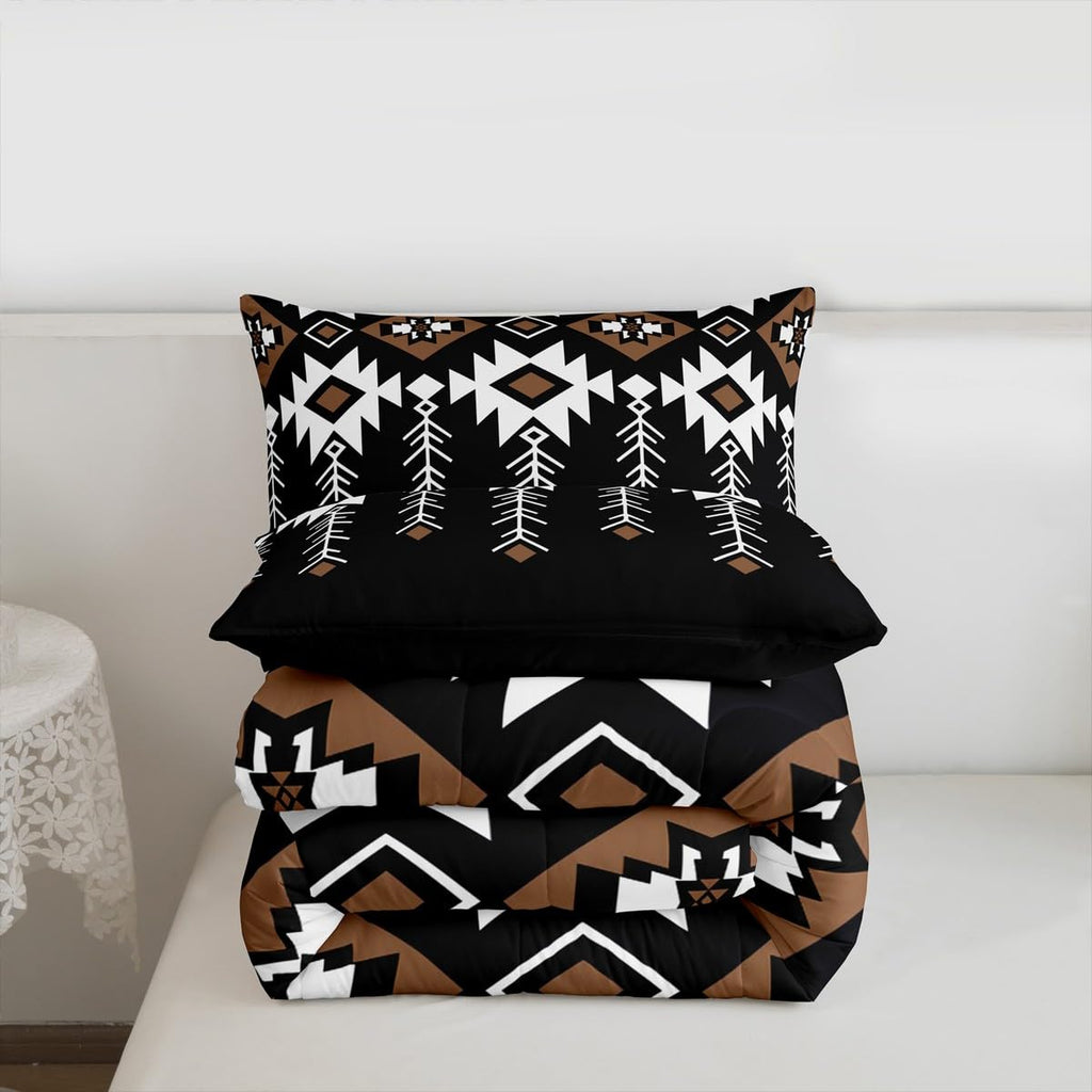 Rustic Western Queen Bedding Set, Boho Aztec Comforter Set