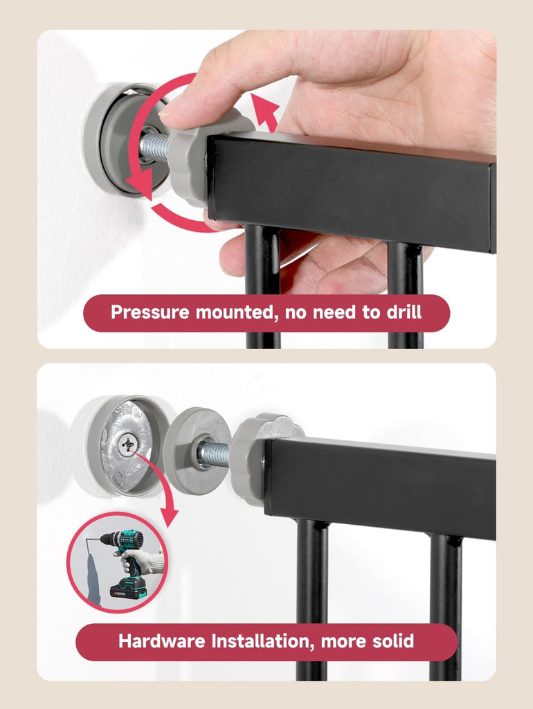 29.5-40.5" Baby Gate for Stairs, Dog Gate for Doorways, Walk Thru Auto Close Metal Baby Safety Gate for The House