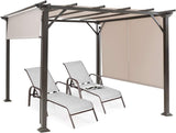 10x10FT Outdoor Patio Shade Structure, Steel Pergola with Retractable Canopy Shades, Rustproof Metal for Patio