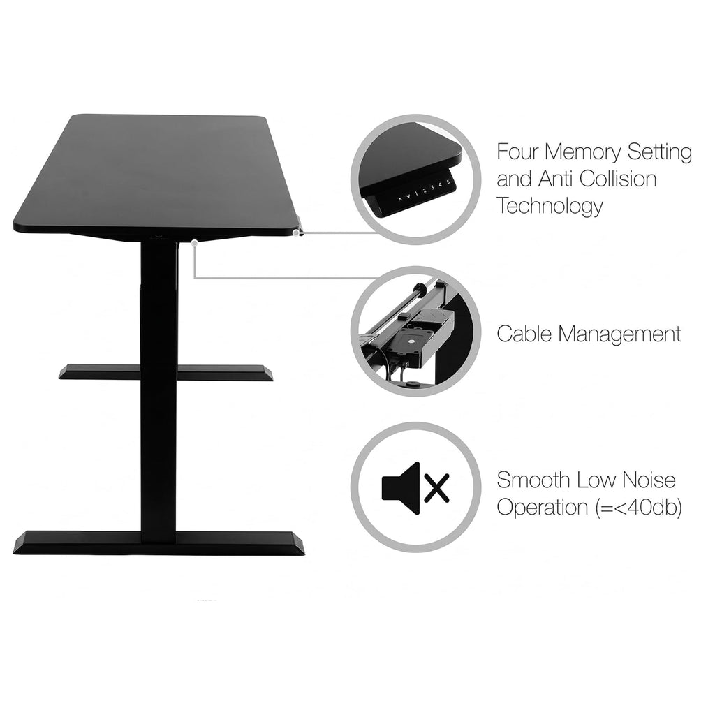 Electric Standing Desk Frame 47 x 24 Inch Tabletop - Motorized Workstation Two Leg Stand Up Desk with Memory Settings