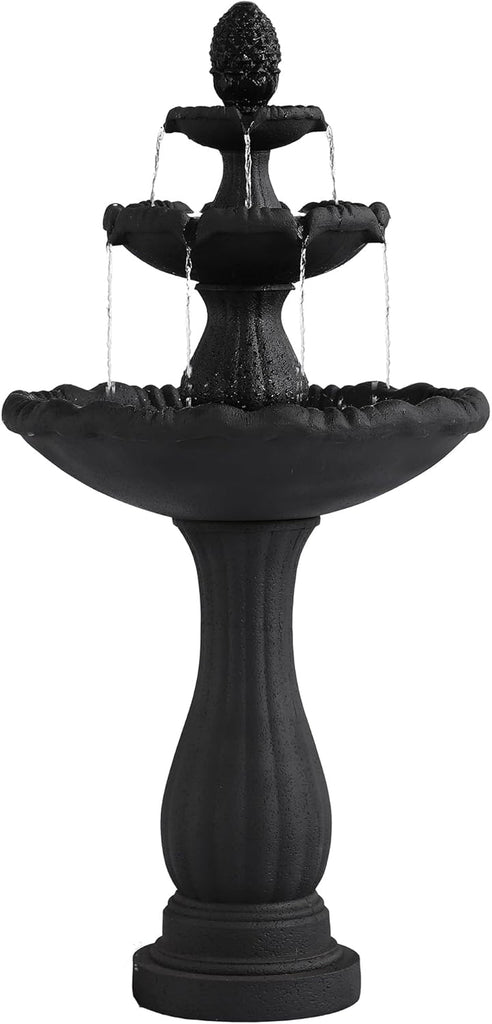 Garden Water Fountain Outdoor, 47.3" High Large Roman Italian Waterfall Fountain for Outside