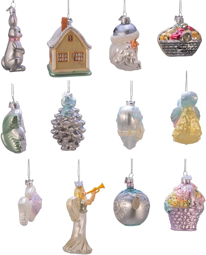 3 to 4.375-Inch Glass Bridal Ornament Set, 12 Piece Set