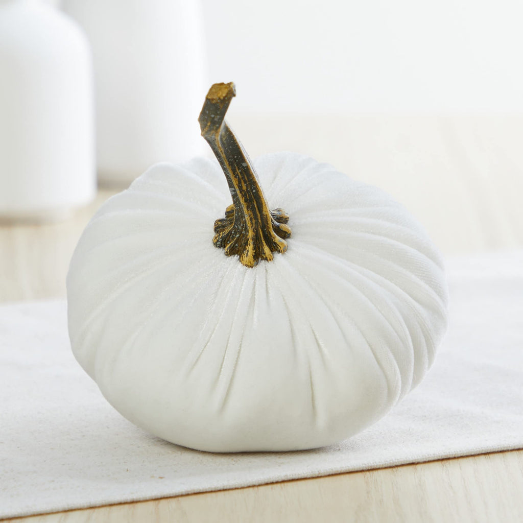Set of 4 Small Velvet Pumpkins (Sm 2Indigo Navy Ivory)