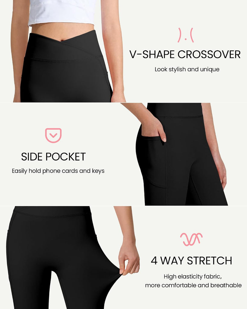 Girls Athletic Leggings High Waist for Kids Yoga Pants with Pockets