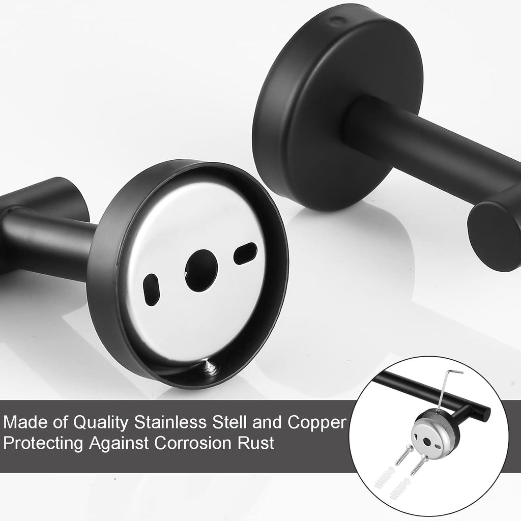 Bathroom Hardware Set Matte Black, 10 Pieces Bathroom Accessories Set Includes Includes 2 Packs 24 Inch Towel Bar