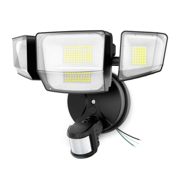 90W LED Motion Sensor Outdoor Lights, 4-Head Dusk to Dawn Outdoor Lighting, Hardwired Flood Lights, IP66