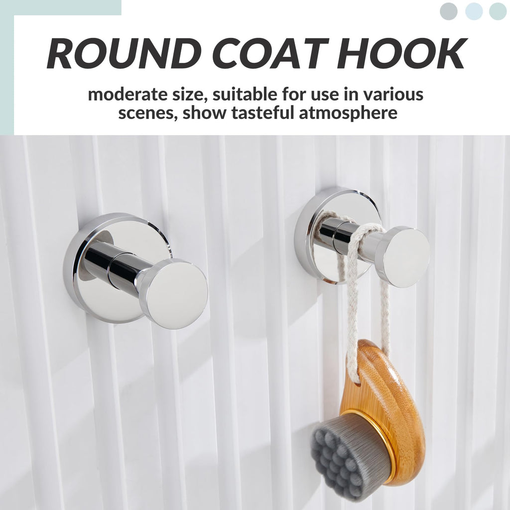 Polished Chrome Towel Hooks, 2 Pack, 304 Stainless Steel