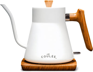 Gooseneck Electric Kettle, Stainless Steel, for Coffee & Tea, White | Great for pour-over coffee, tea, or matcha;