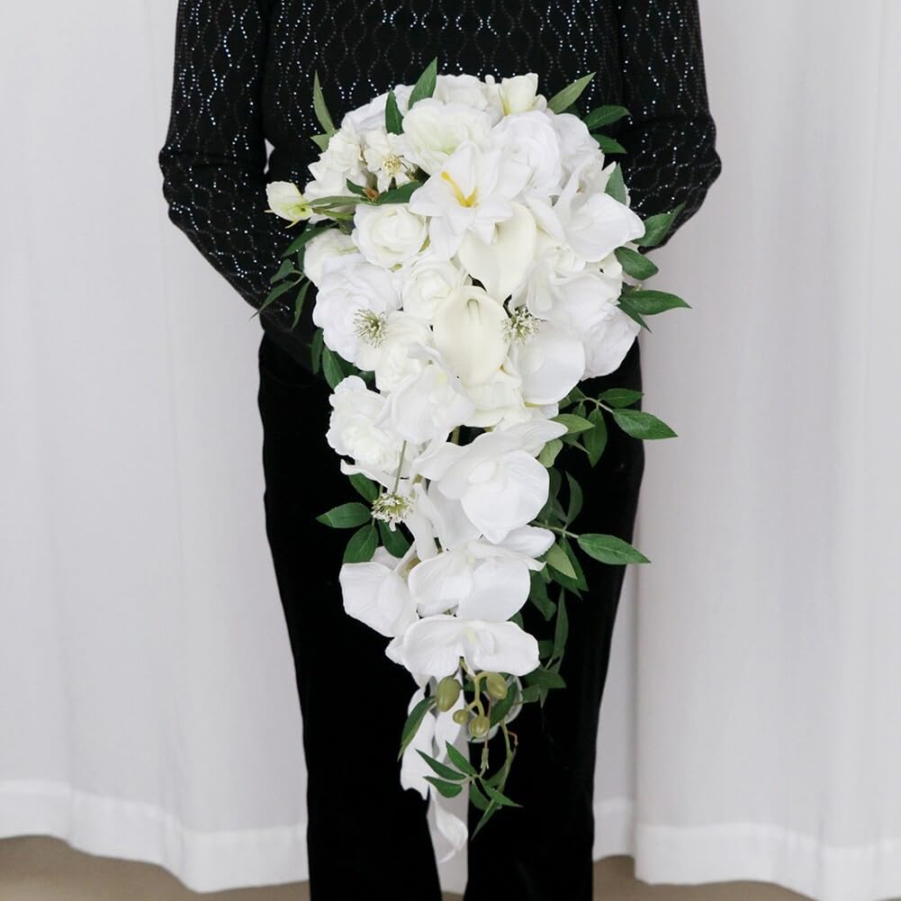 Wedding Bouquets Artificial Calla Lily Orchid Flowers Wedding Bouquets for Bride Bridesmaid Holding Flower Faux