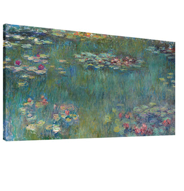 Water Lilies by Claude Monet Canvas Wall Art Painting Print- Long Green Garden Canvas Artwork Classic Reproductions